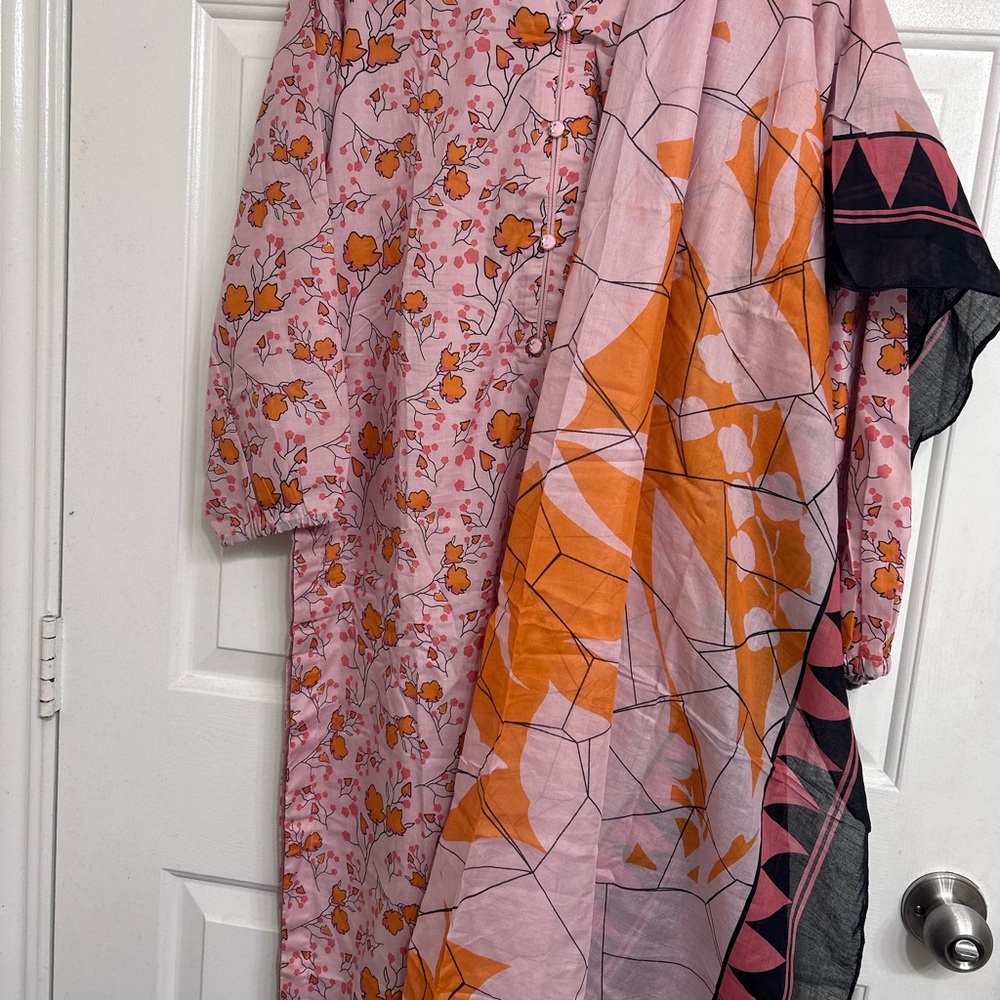 Floral Pink and Orange Maxi Dress